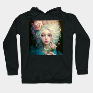 Marie Antoinette with afternoon wine and pink roses Hoodie